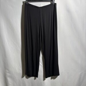 Comfy USA Black Wide Leg Lounge‎ Pants Cropped Gaucho Modal Blend Travel M